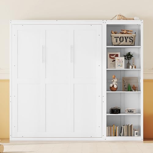Queen Size Murphy Bed with Cabinet and LED Lights P178570