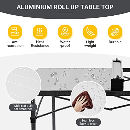Folding Camping Table Portable Aluminum Roll Up Lightweight for Outdoor Picnic F98743