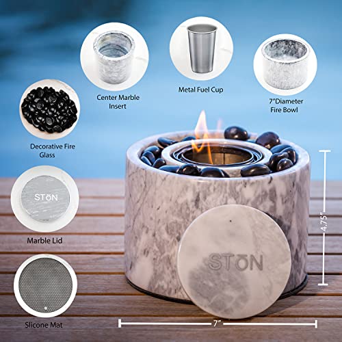 Tabletop Fire Pit Bowl - Portable Marble Fireplace, Indoor Outdoor, Mini Fire Pit for Patio Balcony K353