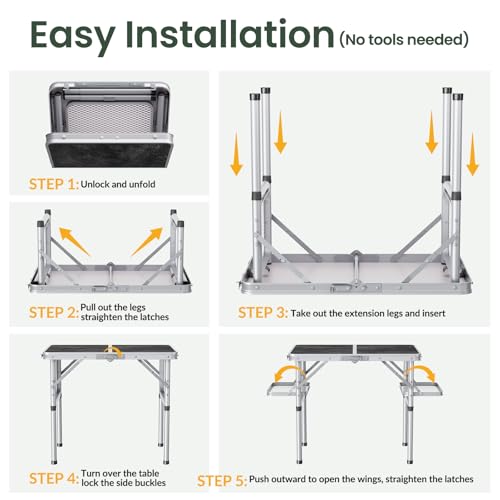 Folding Camping Table Small 2ft Portable Aluminum W647