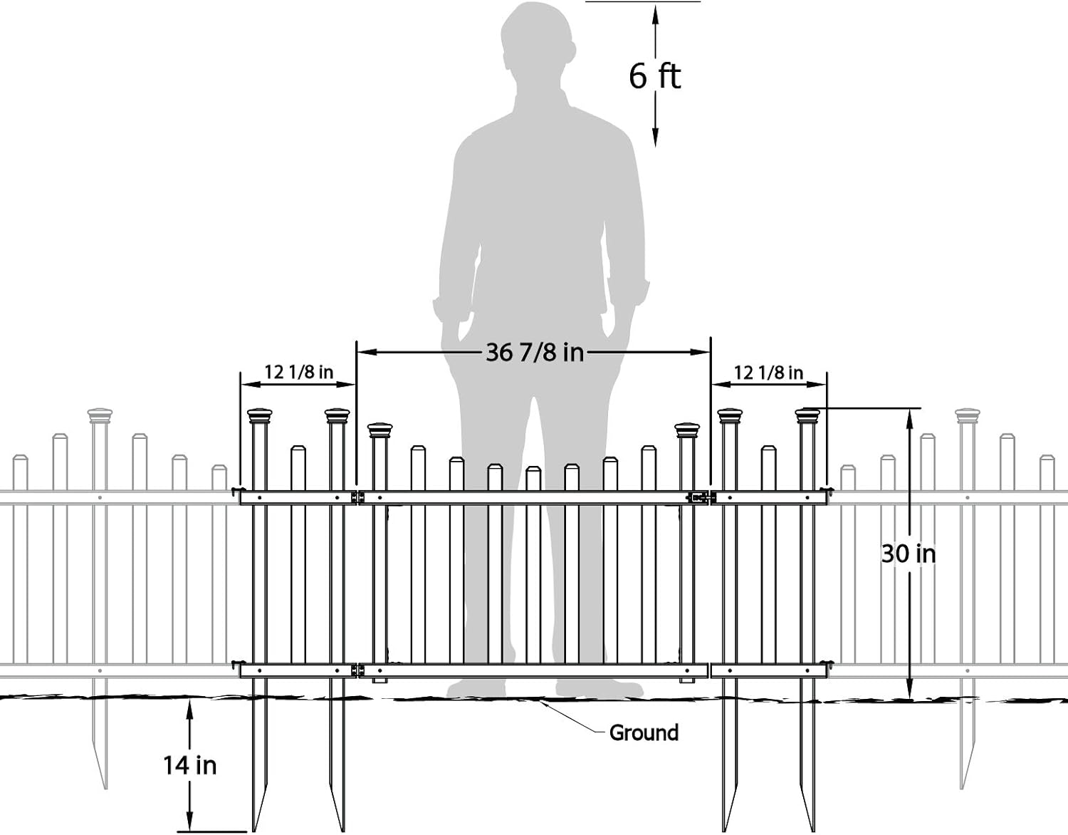 Outdoor No Dig Garden Fence with Vinyl Gate Kit B85448