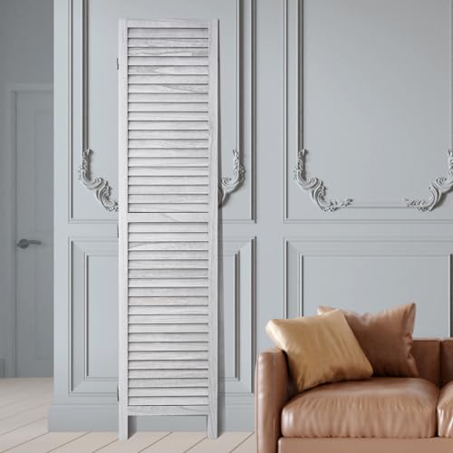 Wood Room Divider, 4 Panel Folding Privacy Screen, 66.9 Inches Tall, Indoor Wooden Partition A907