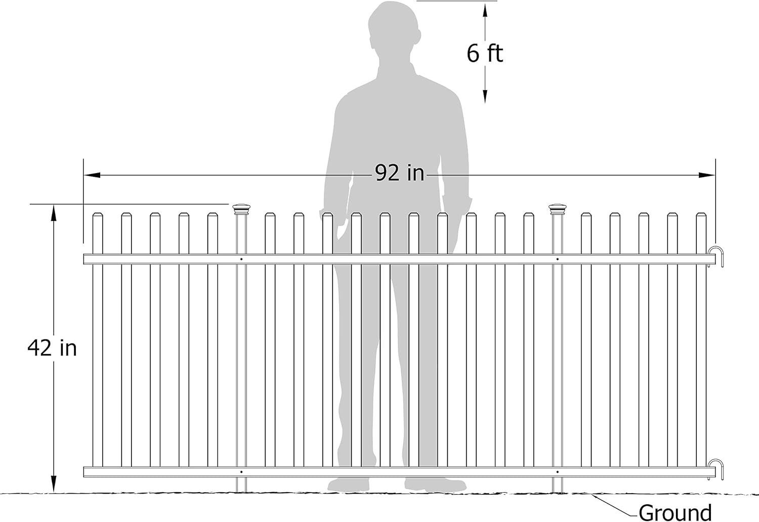 Vinyl Picket Fence Kit with Metal Base, White N8570