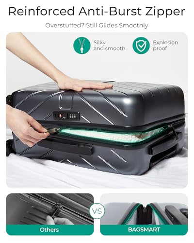 Carry On Luggage 22x14x9 with TSA Lock, Hardside Spinner Suitcase 20 inch Black P3277