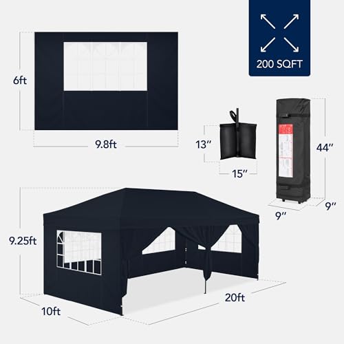 10x20 Party Tent, Waterproof Outdoor Canopy with Sidewalls Y555496