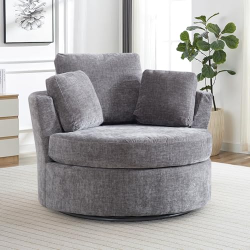Swivel Barrel Chair with Ottoman for Living Room Bedroom, White W553228