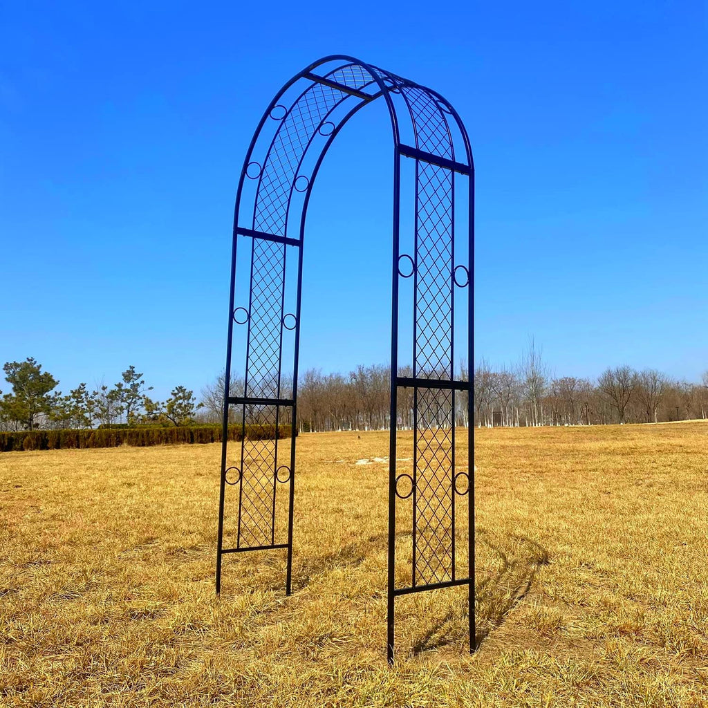 Metal Garden Arch Trellis for Climbing Plants, Black B6354