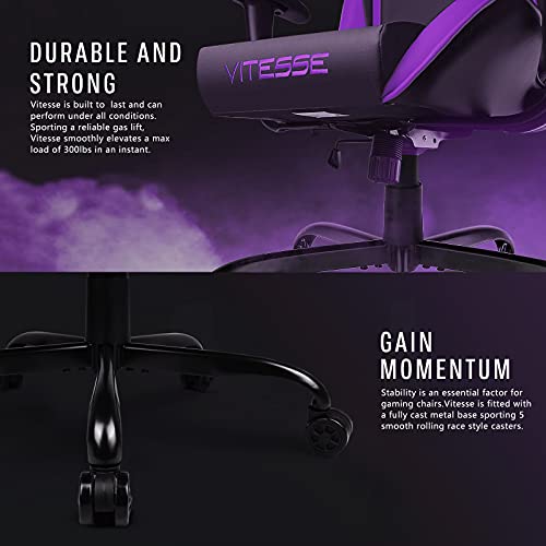 Gaming Chair High Back Ergonomic Racing Desk with Lumbar Support and Headrest, Purple Y569