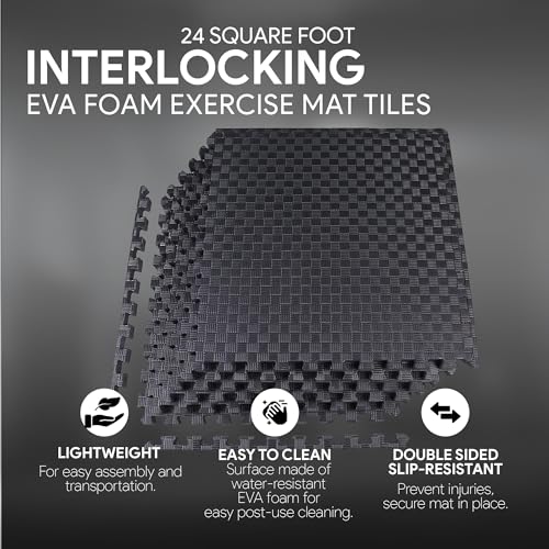 Puzzle Exercise Mat with EVA Foam Interlocking Tiles for MMA, Gymnastics and Home Gym N211438