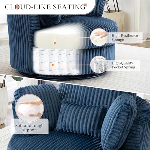 Swivel Barrel Chair with Ottoman for Living Room Bedroom, White W553228