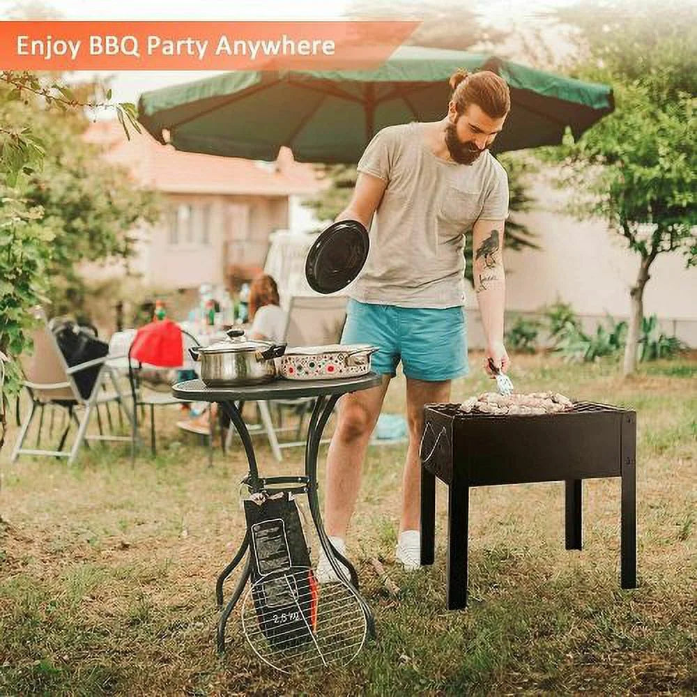 Charcoal Grill, 14" Portable BBQ Smoker with Wheels K672