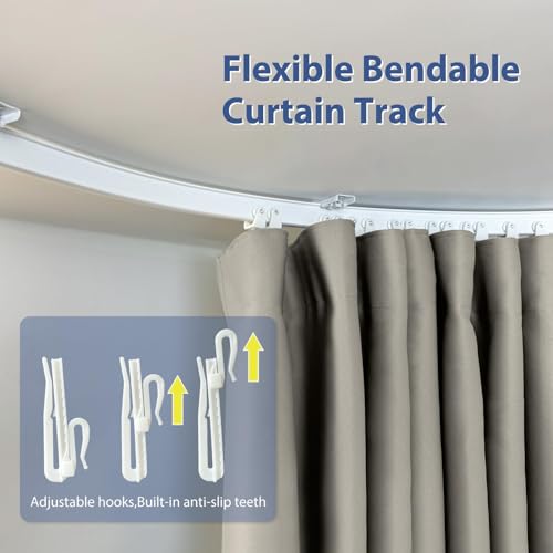 Ceiling Mounted Room Divider Curtain Track Set, Blackout Panel, White Rail, 8.3 x 7 ft K66131