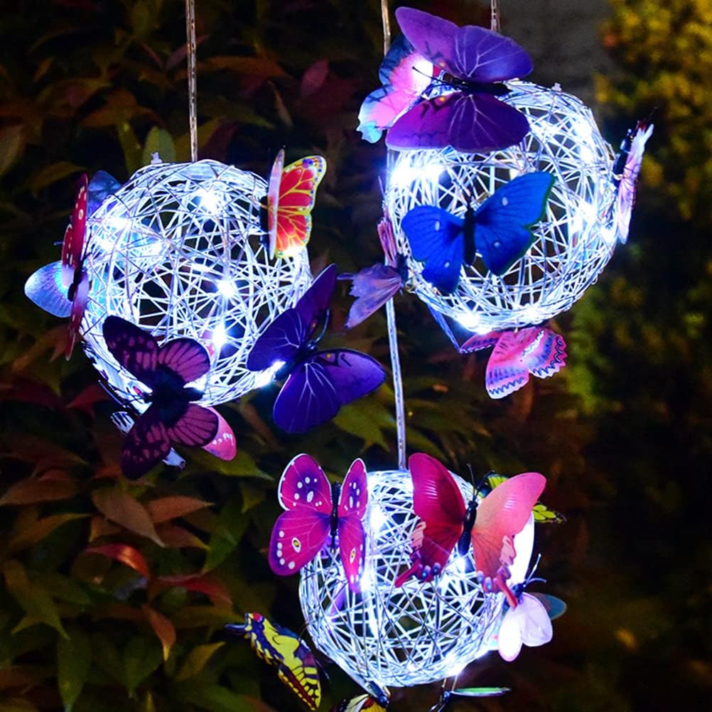 Solar Hanging Mesh Orb with LED Butterfly Light X476