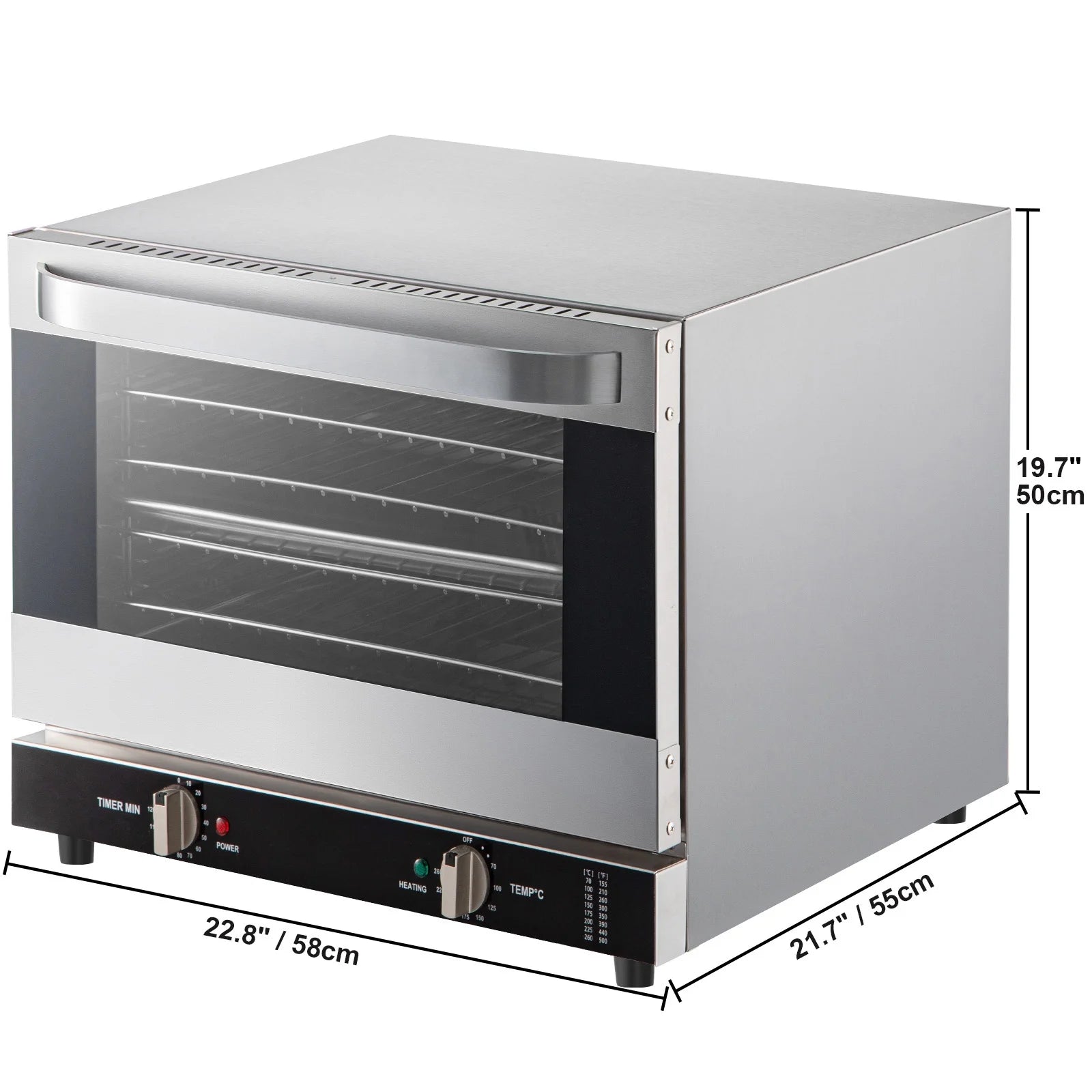 Commercial Convection Oven, 66L Countertop, 1800W Electric Baking Oven with Trays and Racks T271000