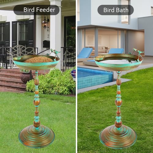 Vintage Metal Bird Bath Bowl with Butterfly Pattern for Garden L44725
