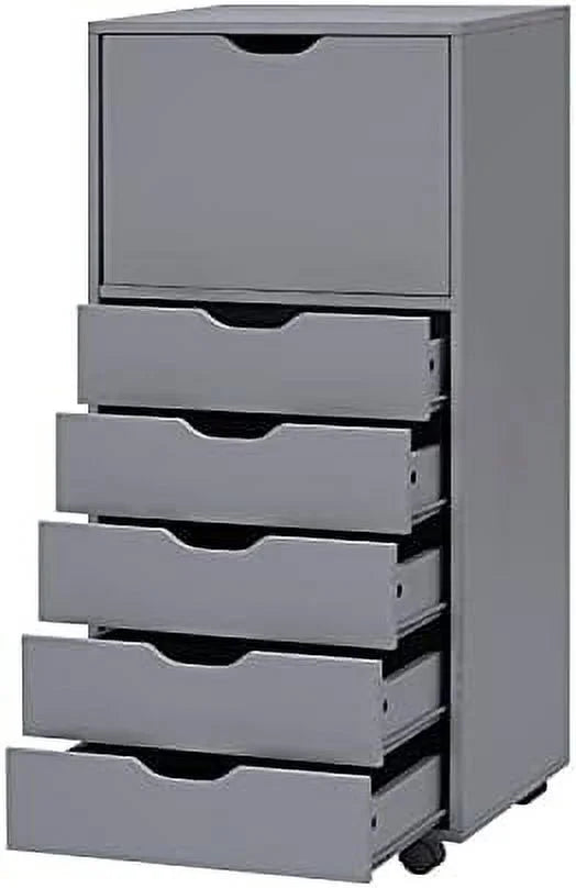 HJZBNONE Home Carly 6-Drawer Office  File Cabinet on Wheels  Mobile Under Desk Filing Drawer Unit  Craft  Organization for Home  Office \u2013 Distressed Black