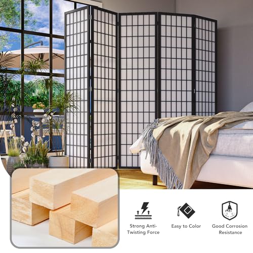 6 Panel Folding Shoji Screen Room Divider, 5.9 Ft, Natural J6469