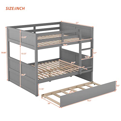 Twin Over Full Bunk Bed with Slide and Stairs for Kids E212