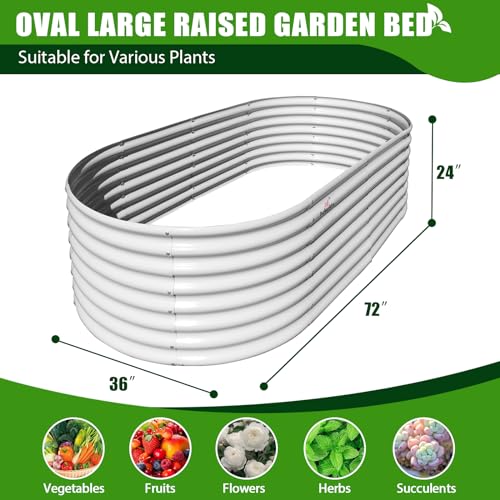 Galvanized Raised Garden Bed Oval Metal Planter Box for Vegetables Flowers A9593