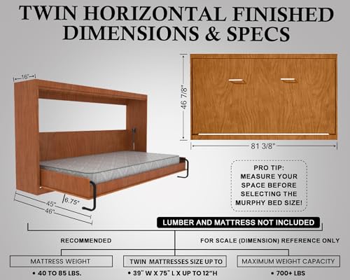 Queen Size DIY Murphy Bed Hardware Kit – Vertical Wall Bed, Space-Saving L424