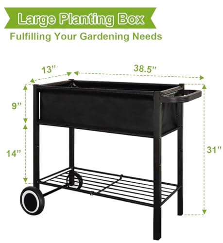 Raised Garden Bed with Legs on Wheels for Outdoor Plants J582036