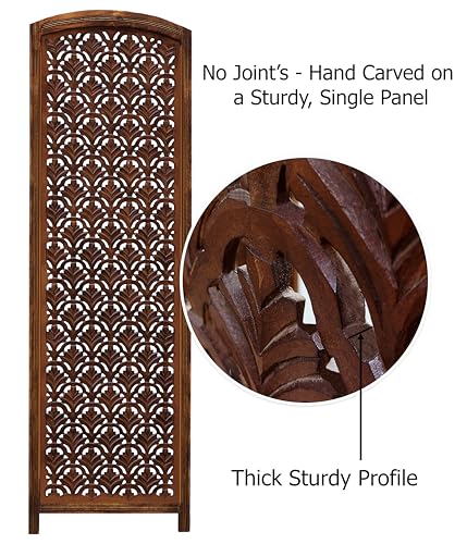 4 Panel Folding Wood Room Divider, Antique Brown, 72 x 80 L396608