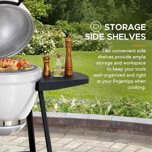 Charcoal Kamado Grill with Pizza Stone and Wheels Q84418