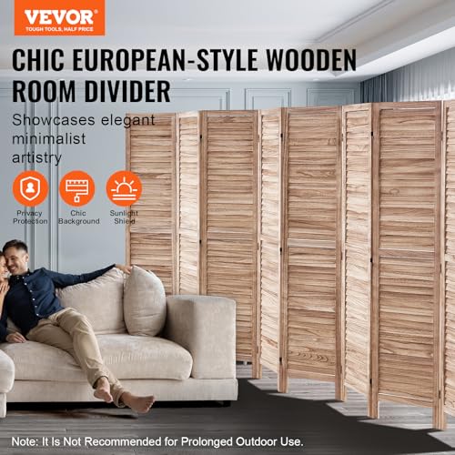 Wood Room Divider, 4 Panel Folding Privacy Screen, 66.9 Inches Tall, Indoor Wooden Partition A907