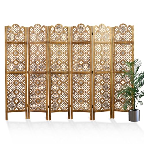 Wood Carved Room Divider 4 Panel Folding Screen Z937290