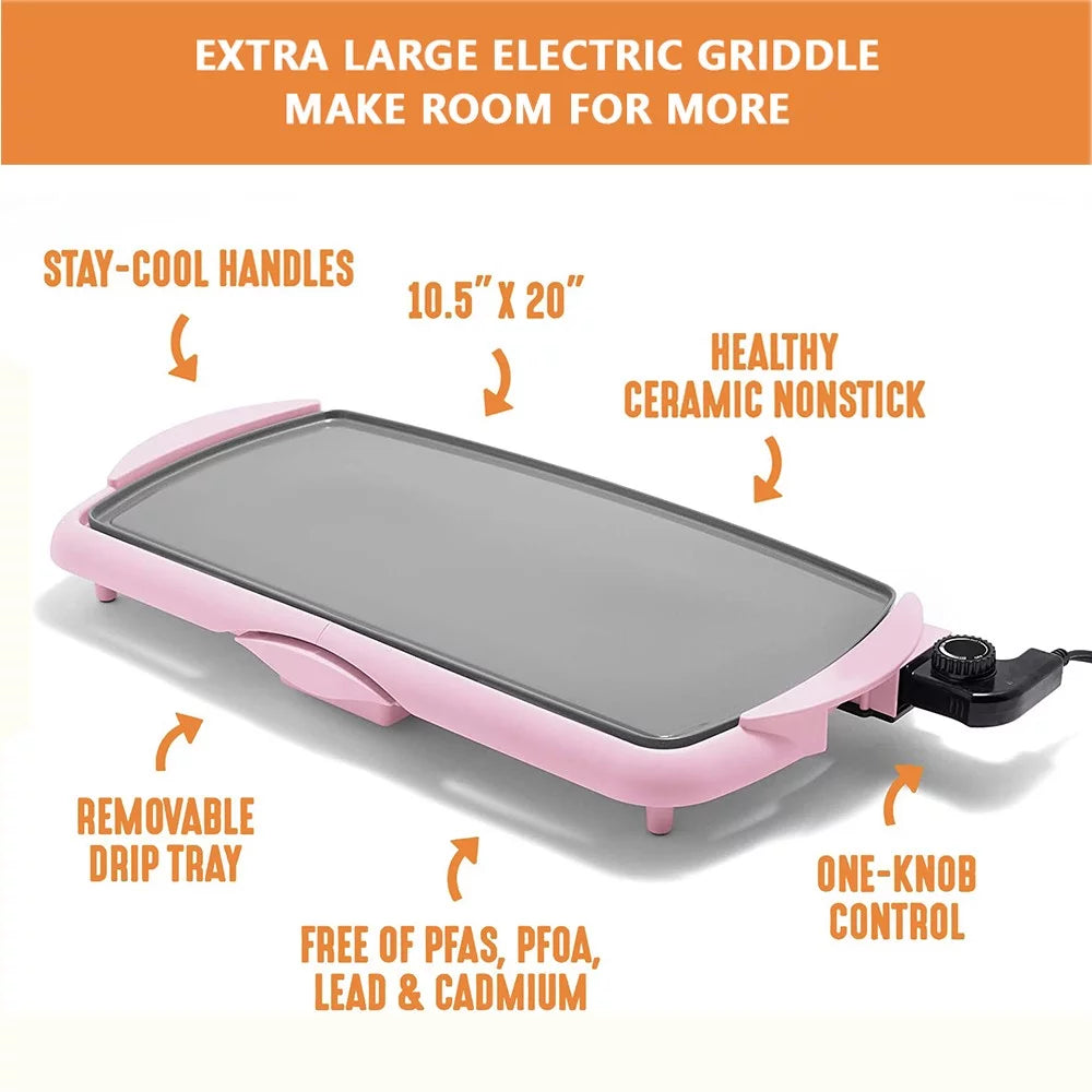 Extra Large Ceramic Electric Griddle Nonstick for Pancakes Eggs Burgers A318919
