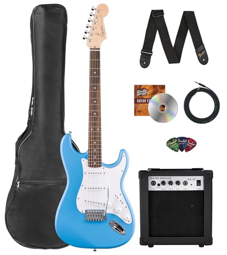 Stratocaster Electric Guitar Bundle with Amplifier, Gig Bag, Strap, Cable, Picks, and DVD S5583