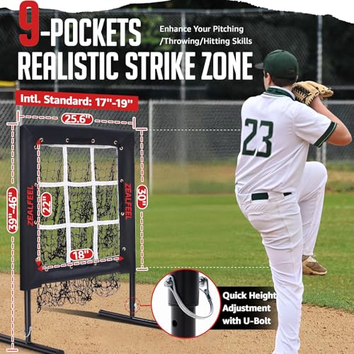 9 Hole Baseball Pitching Net with Strike Zone and Carry Bag V6468