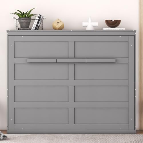 Modern Farmhouse Solid Wood Murphy Cabinet Bed Queen K425
