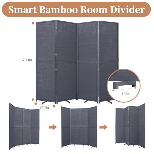 Bamboo Room Divider Folding Privacy Screen 4 Panel Freestanding F401
