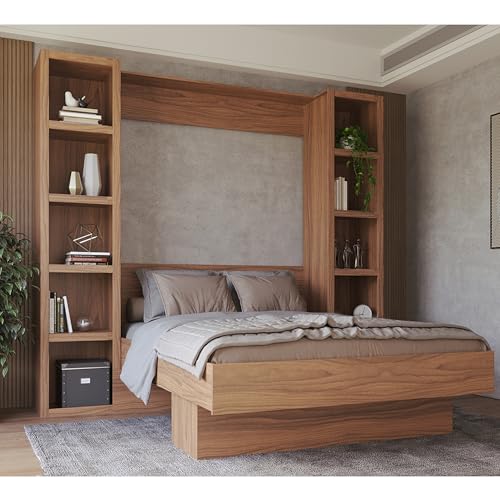 Queen Murphy Wall Bed with Two Bookshelves Y365306