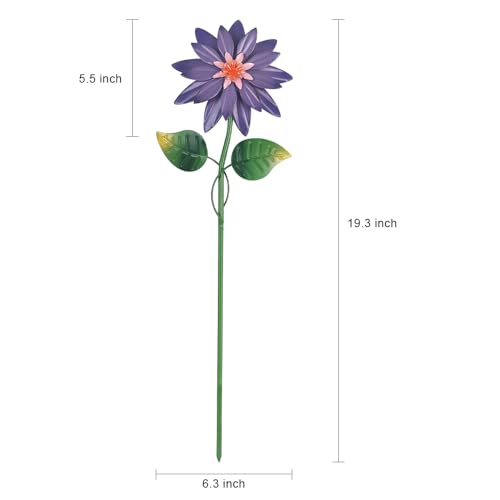 Metal Flower Decorative Garden Stakes, 4 Pcs 19" Outdoor Yard Art E201079