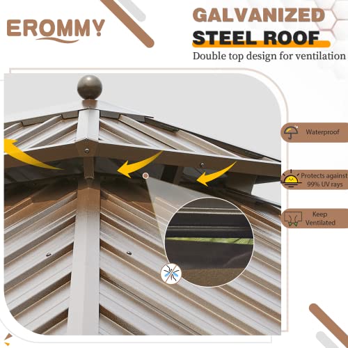 12x20 Hardtop Gazebo Double Roof Galvanized Steel Outdoor Aluminum Frame with Netting and Curtains M3306