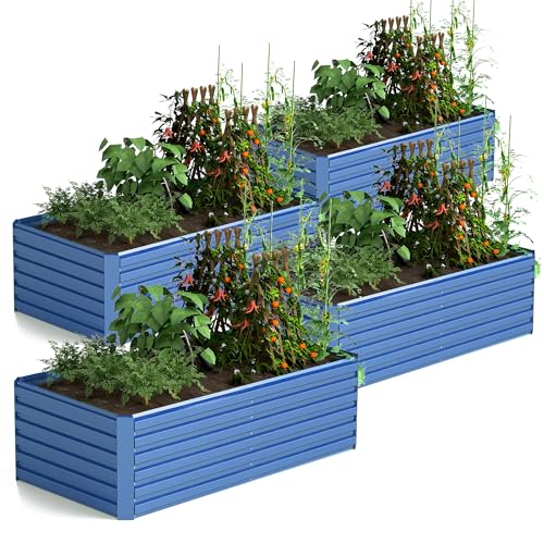 Galvanized Raised Garden Bed 8x4x2ft, Large Metal Planter Box for Vegetables, Flowers, Herbs J9369