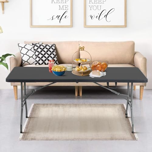 Folding Table 6 Foot Heavy Duty Plastic Portable Indoor Outdoor Utility X45759
