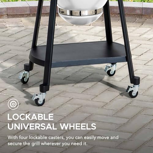 Charcoal Kamado Grill with Pizza Stone and Wheels Q84418