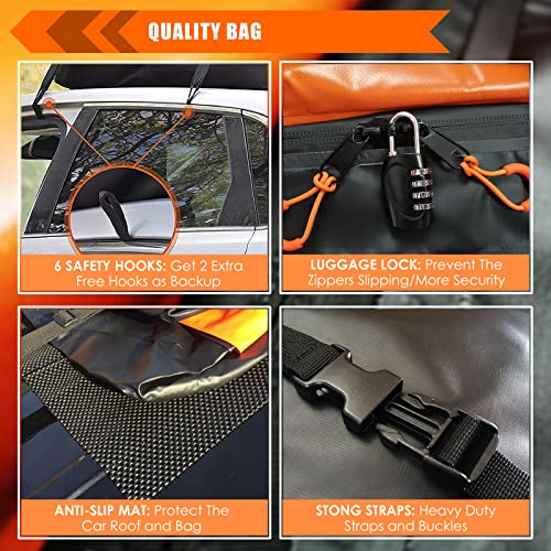 Car Roof Bag Waterproof 15 Cubic Feet for Cars with or without Rack N384605