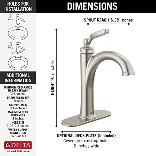 Brushed Nickel Bathroom Faucet with Pop-Up Drain W8724