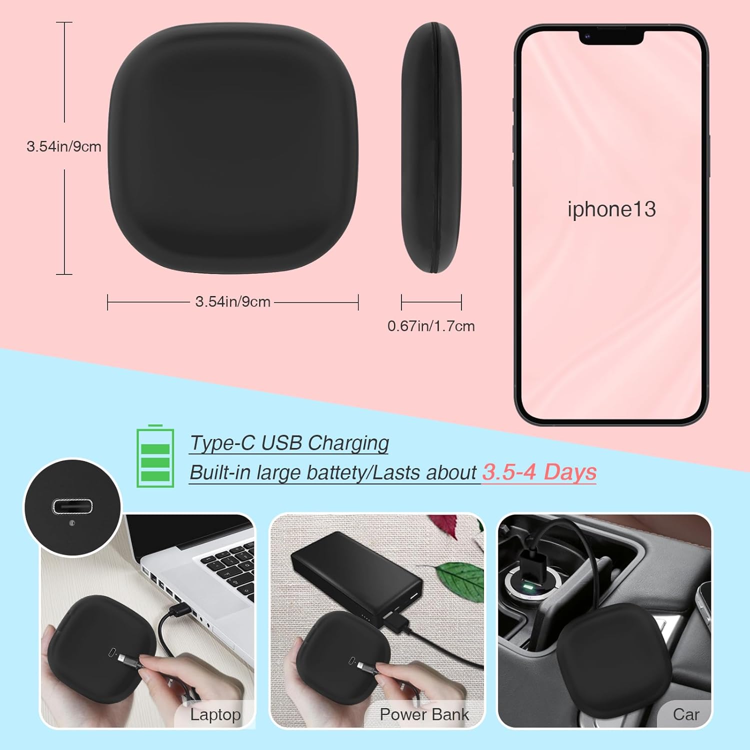 Compact Travel Makeup Mirror with LED Light, 1X/10X Magnifying, Rechargeable S105382