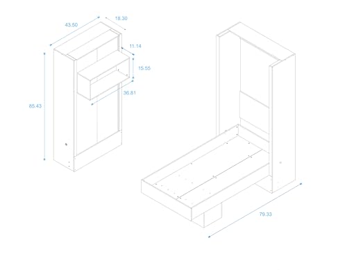 Full Murphy Wall Bed in White with Shelf O67975