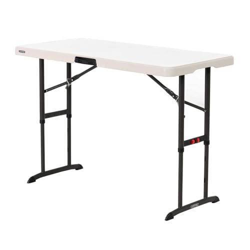 4-Foot Commercial Adjustable Folding Table, Almond E21012