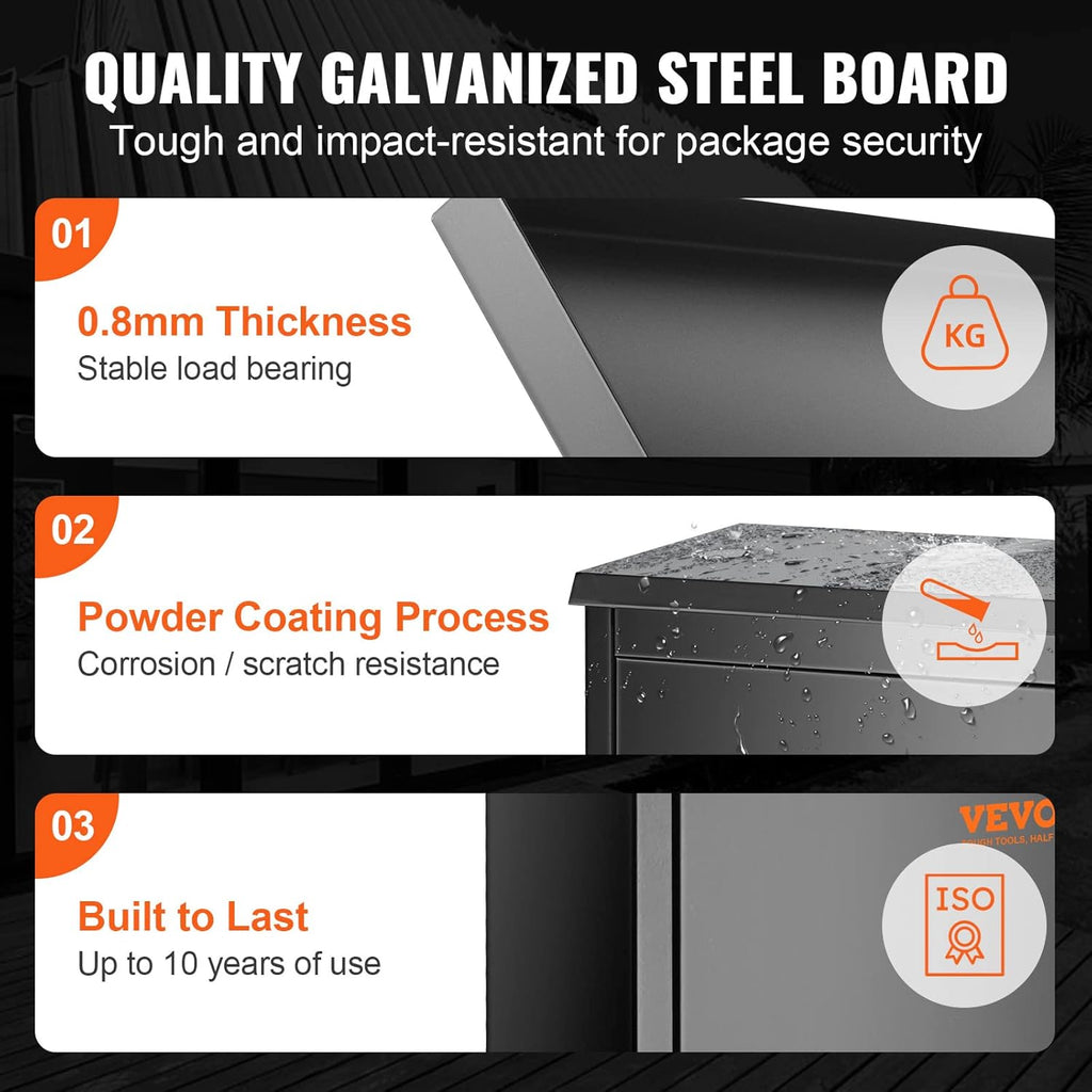 Wall Mount Package Delivery Box with Coded Lock, Galvanized Steel M811