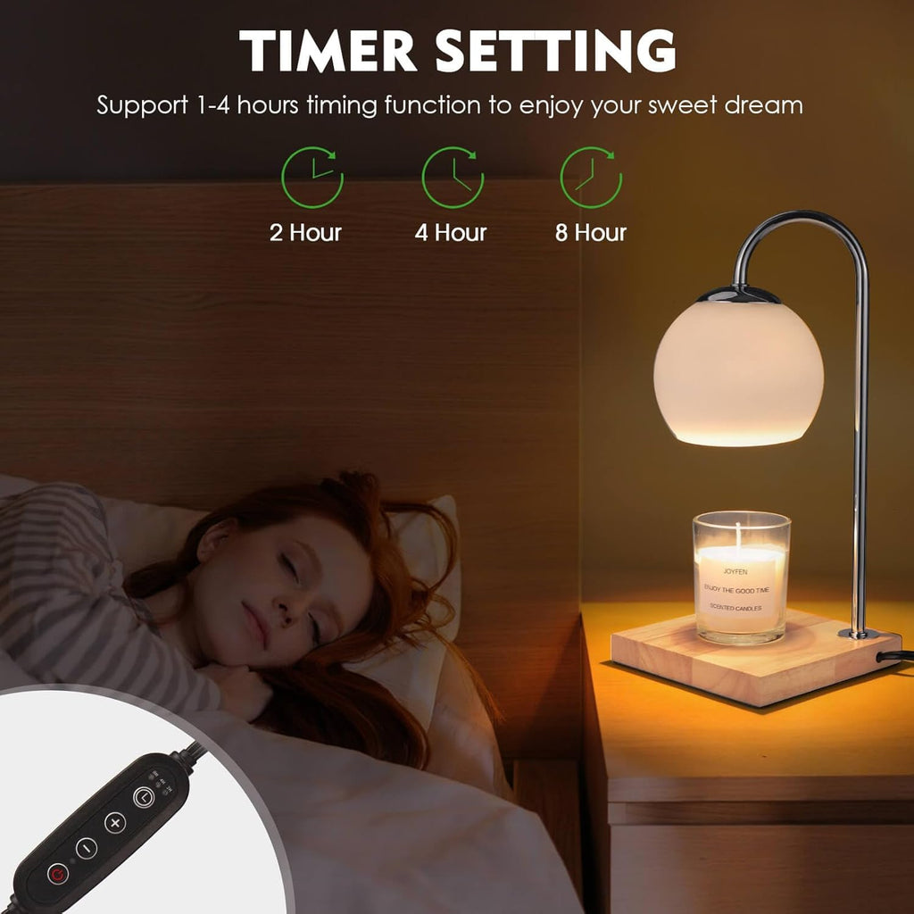 Candle Warmer Lamp with Timer and Glass Lampshade P19885