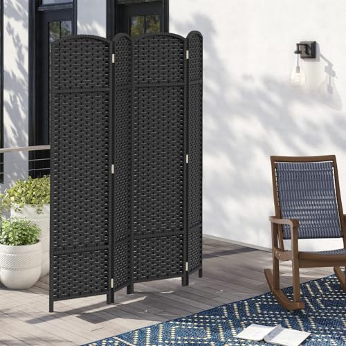 4 Panel Room Divider Screen 5.6 Ft Tall Folding Privacy Partition N658