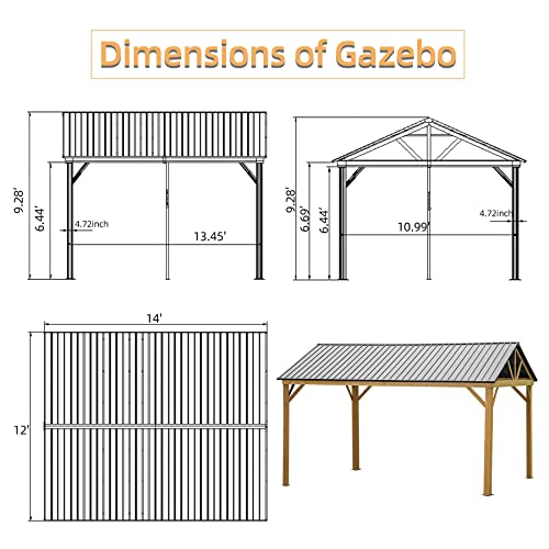 10 x 10 ft Hardtop Gazebo with Netting and Curtains, Galvanized Steel Roof for Patio and Garden X50618