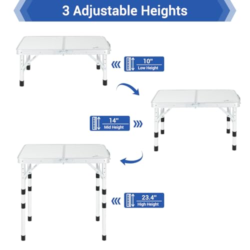 Adjustable Height Folding Camping Table with Mesh Layer Y4319